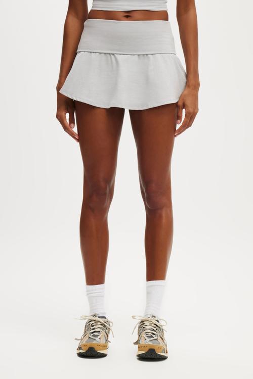 Ultra Soft Fold Over Skirt - Light Grey Marle