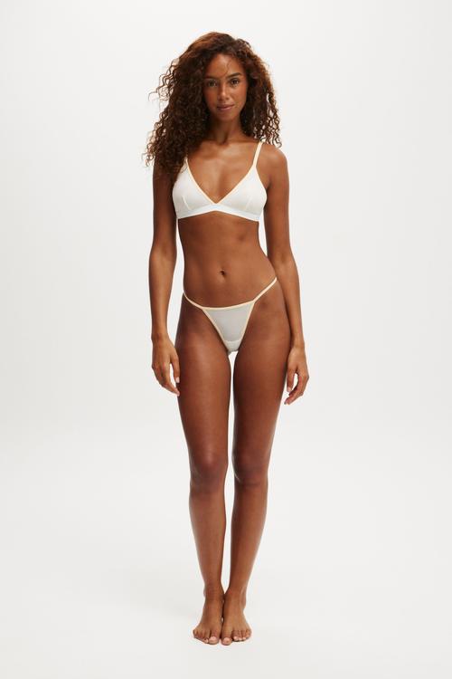 Sporty Mesh Tanga G String Brief - Coconut Milk/Metallic