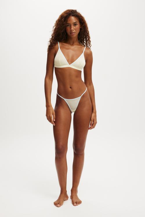 Sporty Mesh Tanga G String Brief - Lemon Icing/Ballard Blue