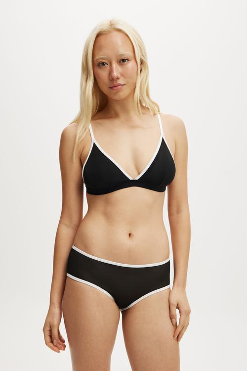 Sporty Mesh Cheeky Boyleg Brief - Black/White