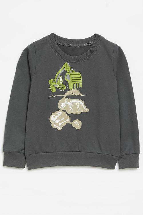 Printed sweat top - charcoal grey