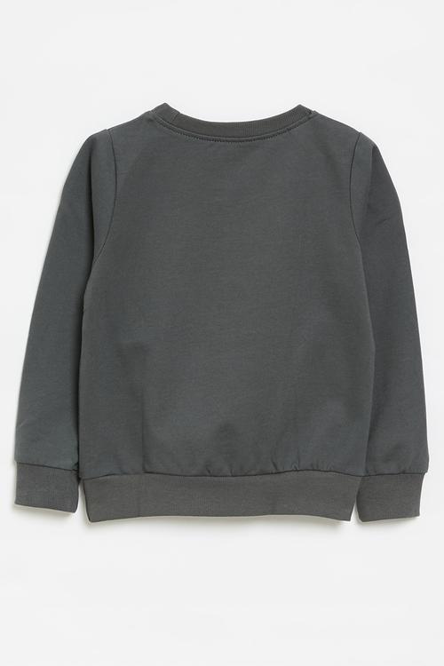 Printed sweat top - charcoal grey