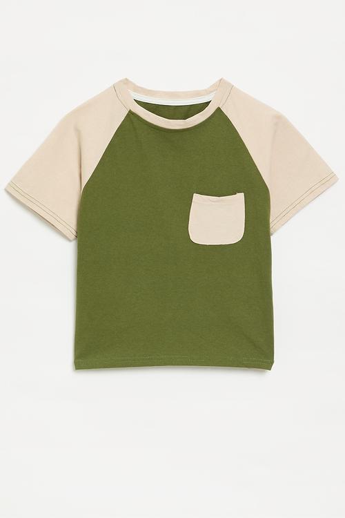 Contrast reglan tee - ecru & green