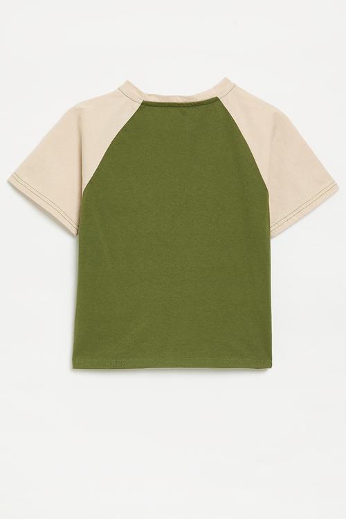 Contrast reglan tee - ecru & green