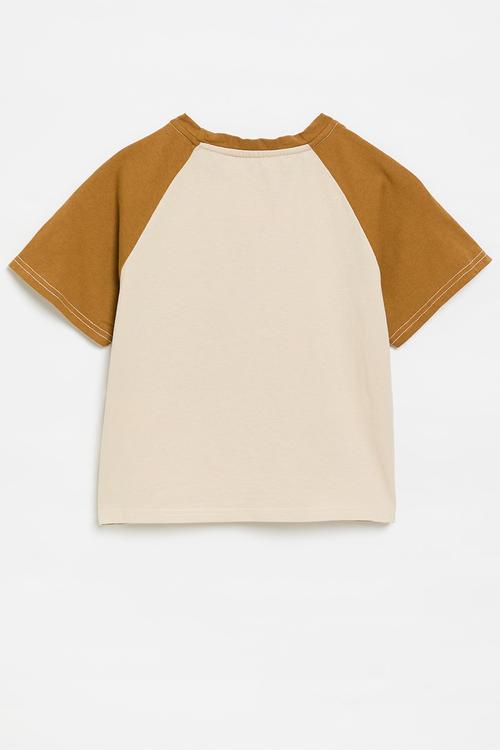 Contrast reglan tee - ecru & brown