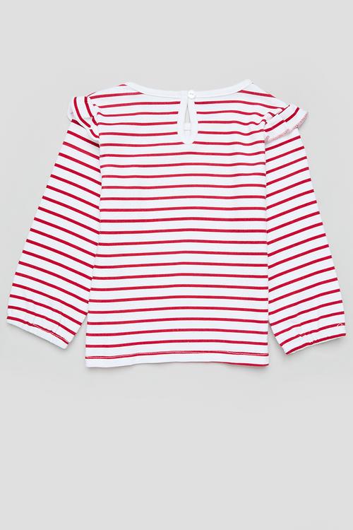 Striped frilled tee - red & white