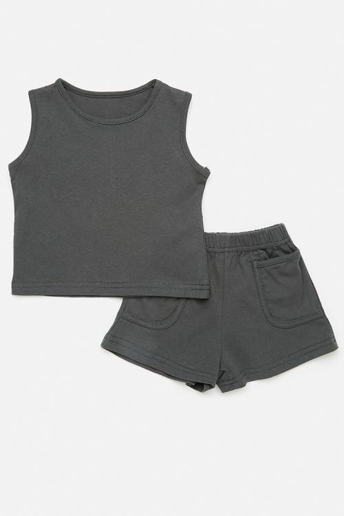 Tee & short set - charcoal