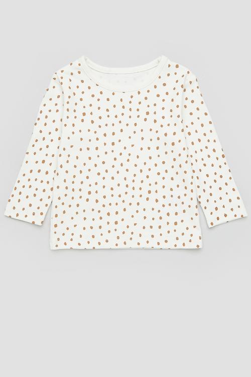 Polka dot tee - ecru & brown
