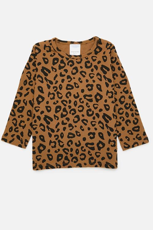 Long sleeve printed tee - brown