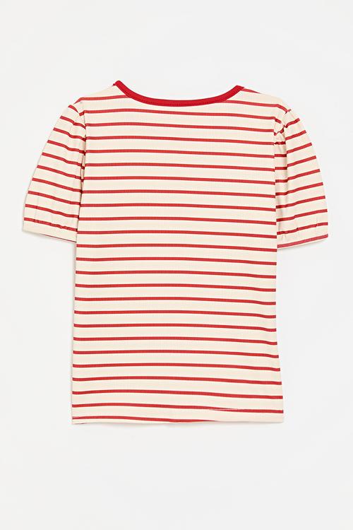 Striped tee-red & ecru