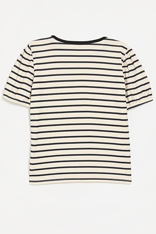 Striped tee-black & ecru