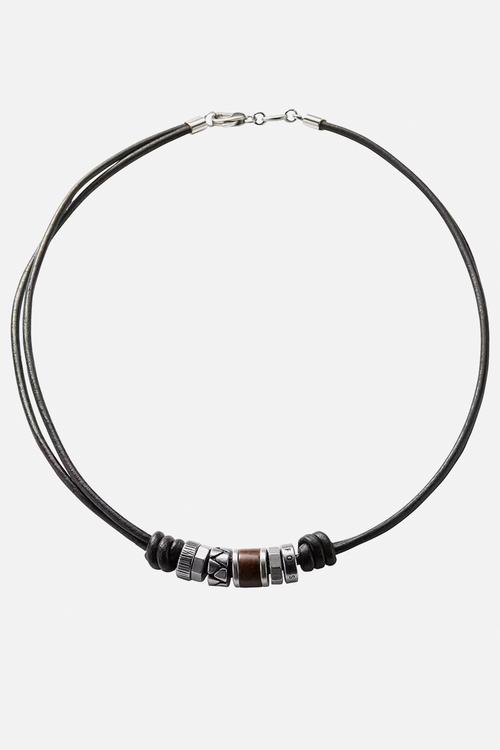 Men's black rondell necklace - black