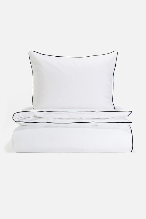 Cotton sateen single duvet cover set - white