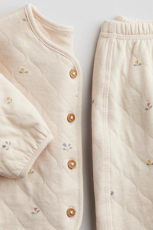 2-Piece quilted jersey set - light beige floral