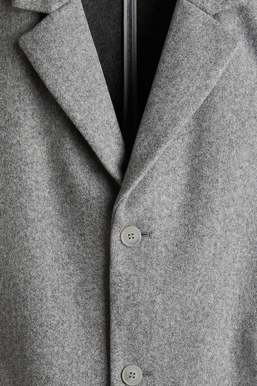 Slim fit wool-blend coat -  grey marl 