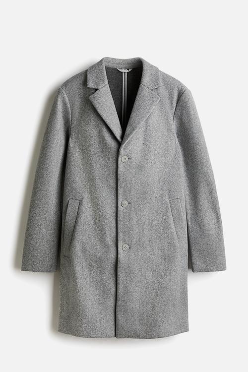 Slim fit wool-blend coat -  grey marl 