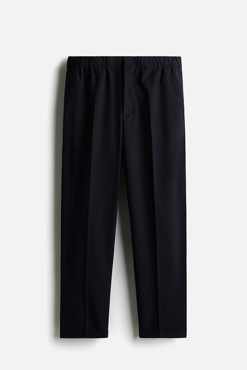 Relaxed fit tapered trousers - navy blue