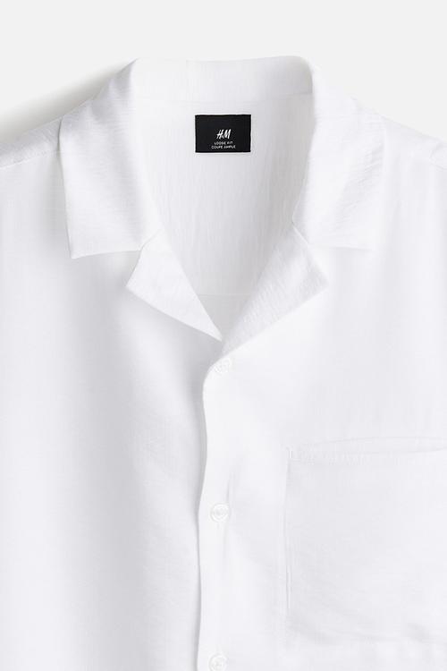 Regular fit textured resort shirt - white