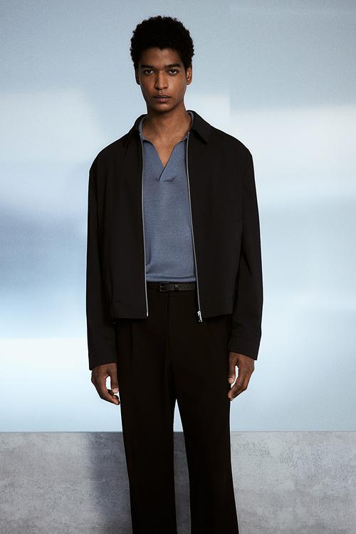 Regular fit twill jacket - black