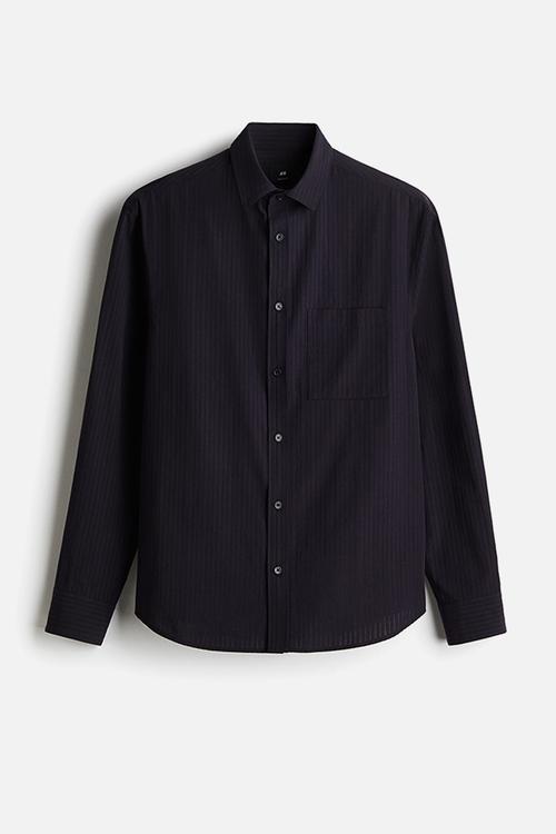Regular fit lyocell-blend shirt - navy blue
