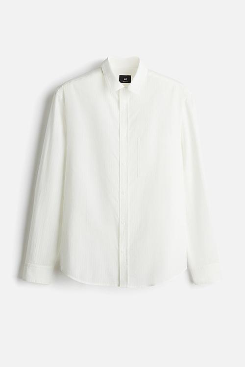 Regular fit lyocell-blend shirt - white