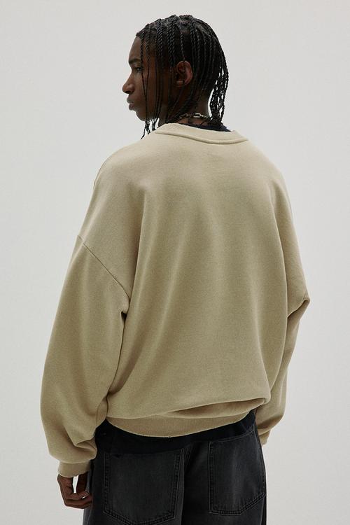 Oversized fit washed sweatshirt - light beige