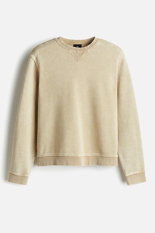 Regular fit washed sweatshirt - light beige 