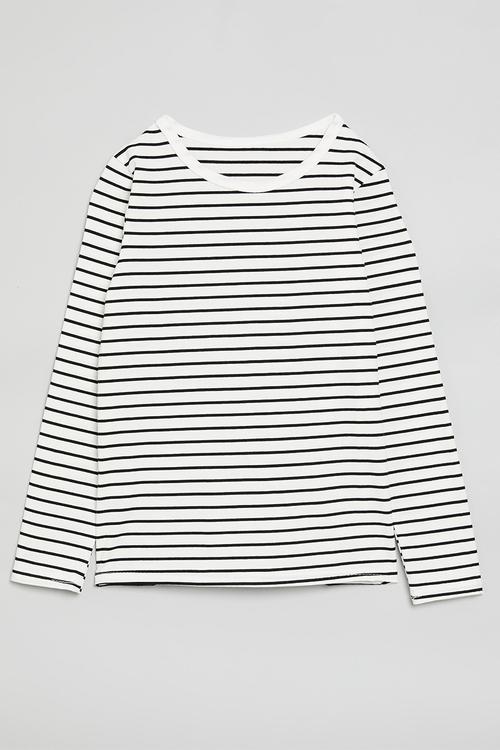 Striped crew neck tee - black & white