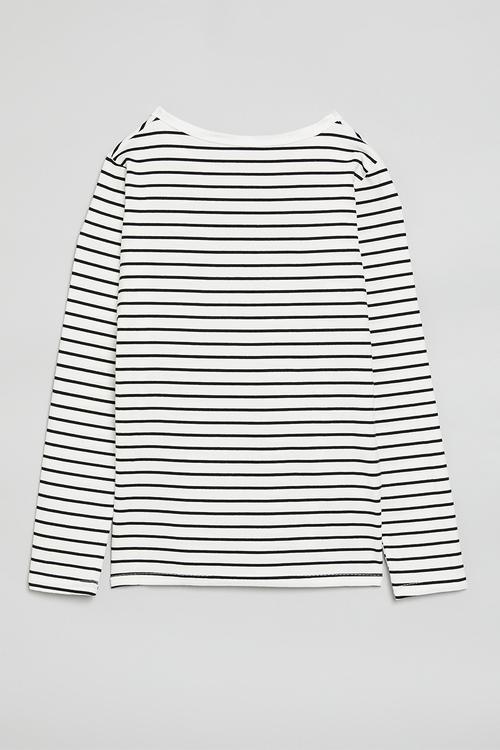 Striped crew neck tee - black & white