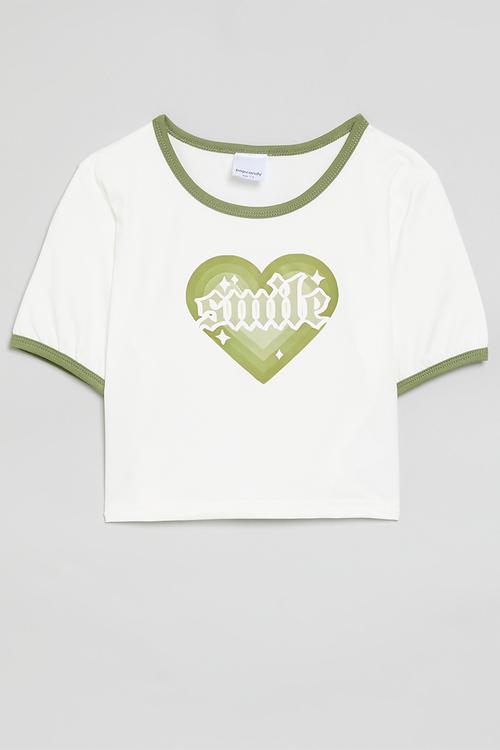 Crop tee - white & green