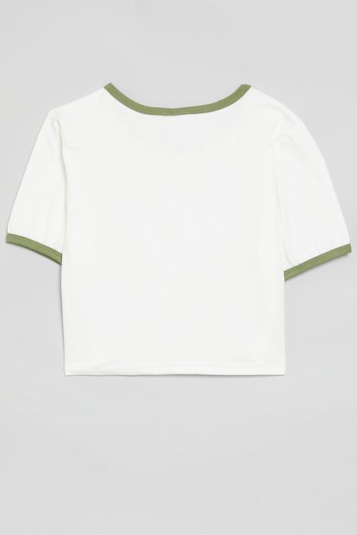 Crop tee - white & green