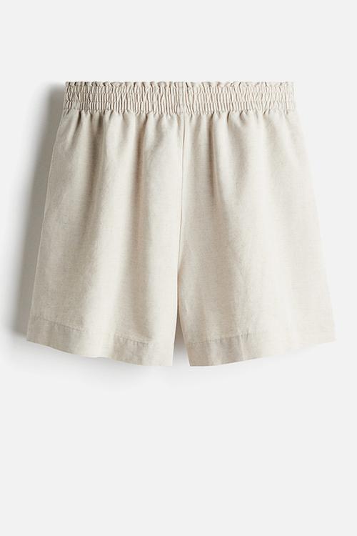 Linen-blend shorts - light beige