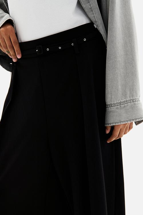 Wide belted trousers - black