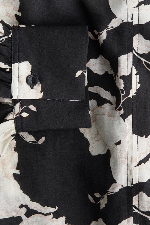 Oversized blouse - black cream floral