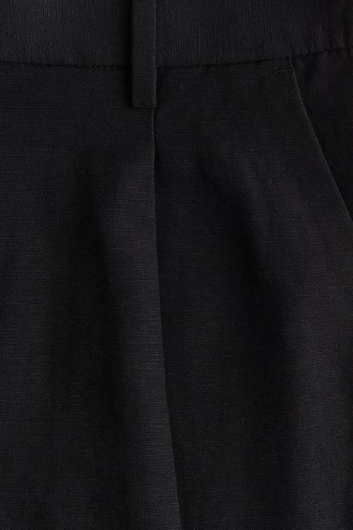 Linen-blend shorts - black