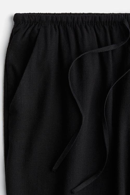 Straight drawstring trousers - black