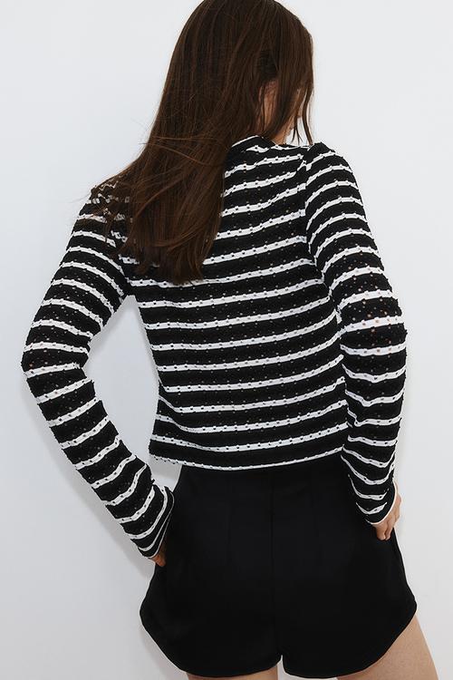 Pointelle jersey cardigan - black,multi