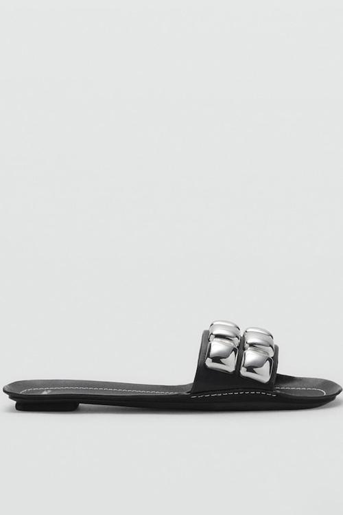 Brillo leather slide - black