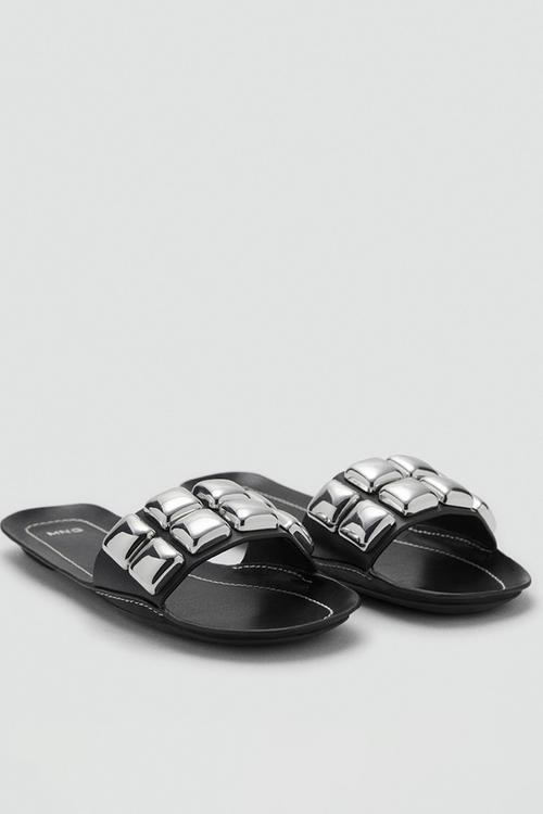 Brillo leather slide - black
