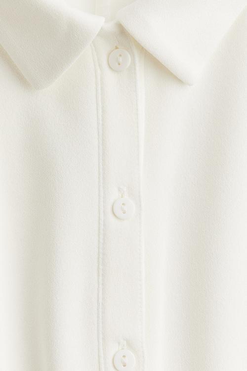Flared-skirt polo dress - cream