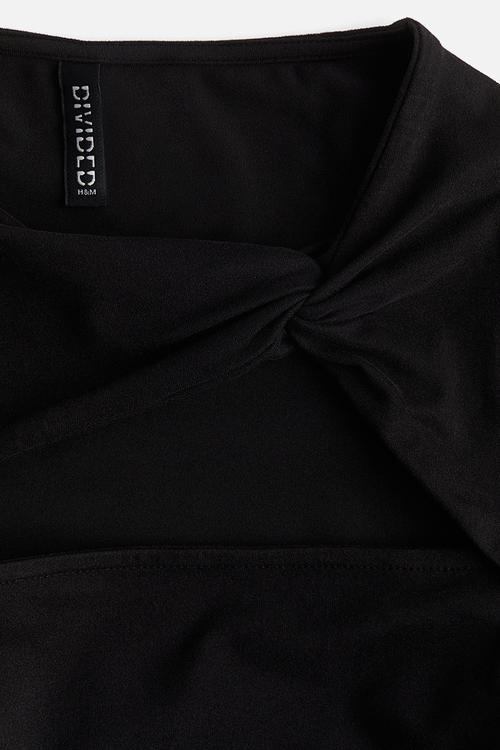 Cropped twist-detail top - black