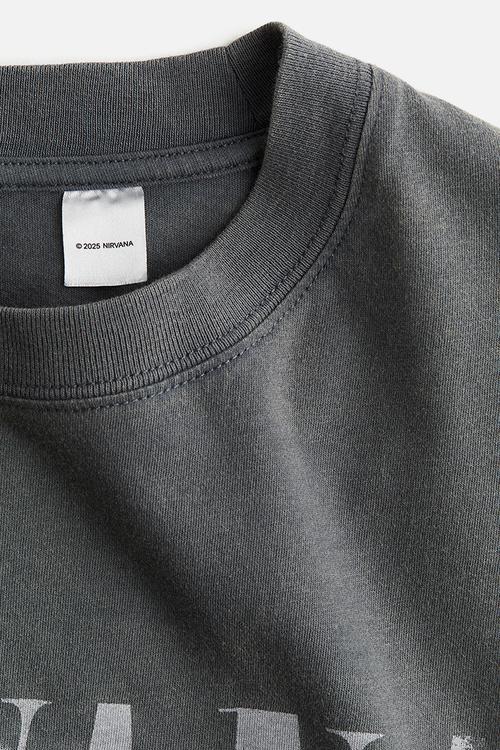 Oversized printed T-shirt - dark grey nirvana