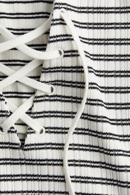 Lacing-detail bodycon dress - cream striped