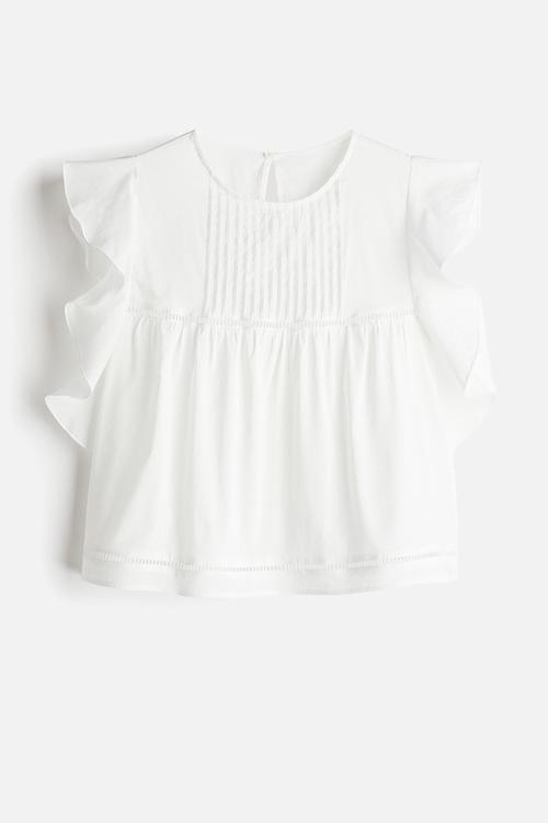 Flutter-sleeved blouse - cream