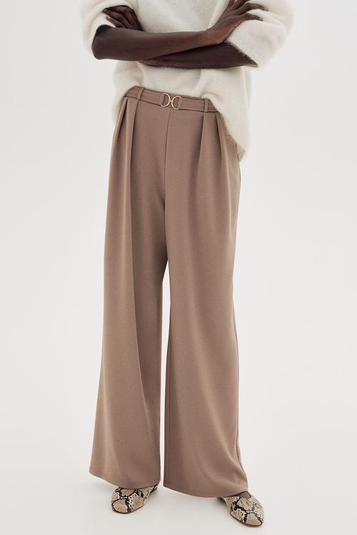 Buckle-detail tailored trousers - beige