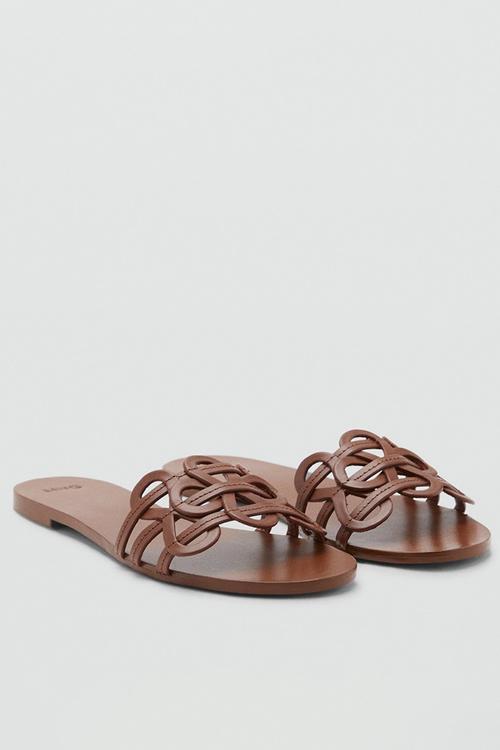 Nora leather slide - medium brown