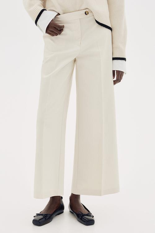 Wide tailored trousers - Light-beige