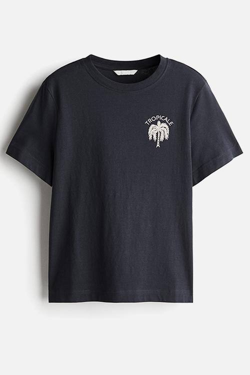 Printed T-shirt -  dark grey/tropicale 