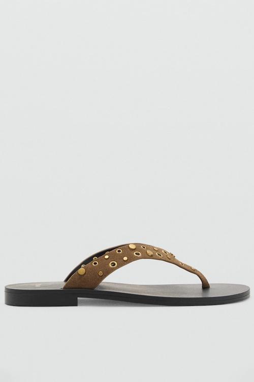 Elena leather thong - khaki
