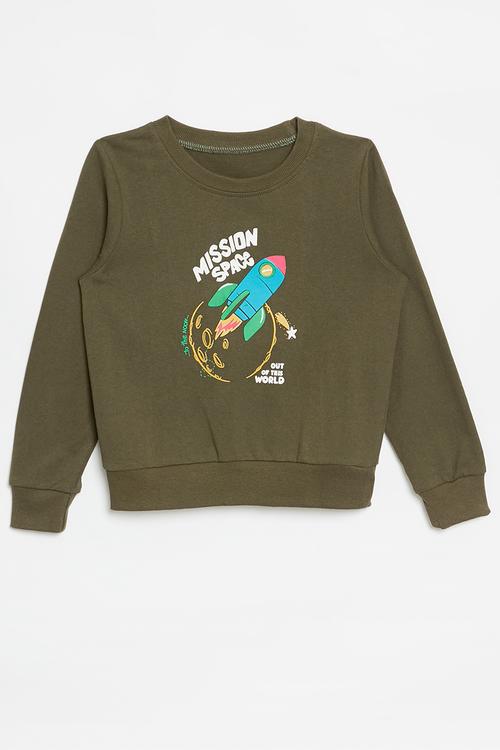 Printed sweat top - khaki
